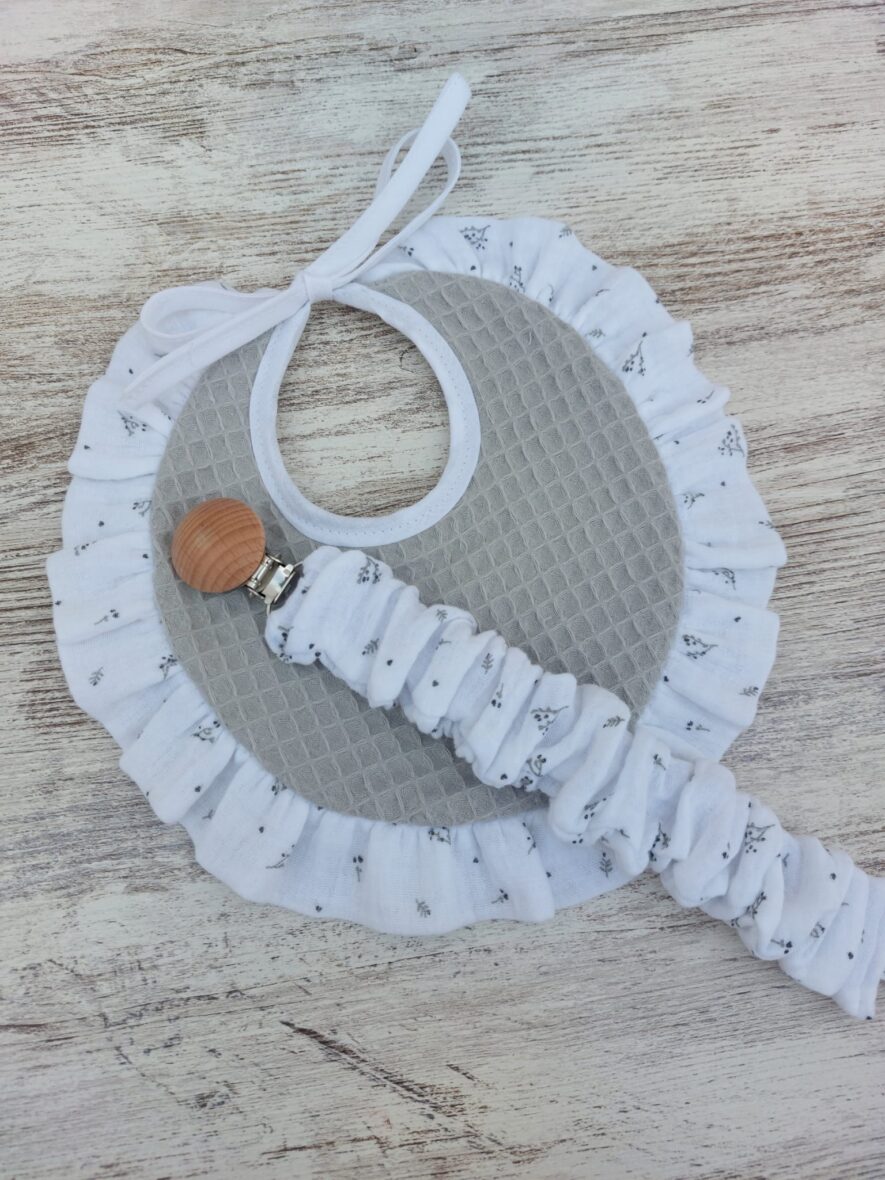 Baberito waffle gris/ramitas