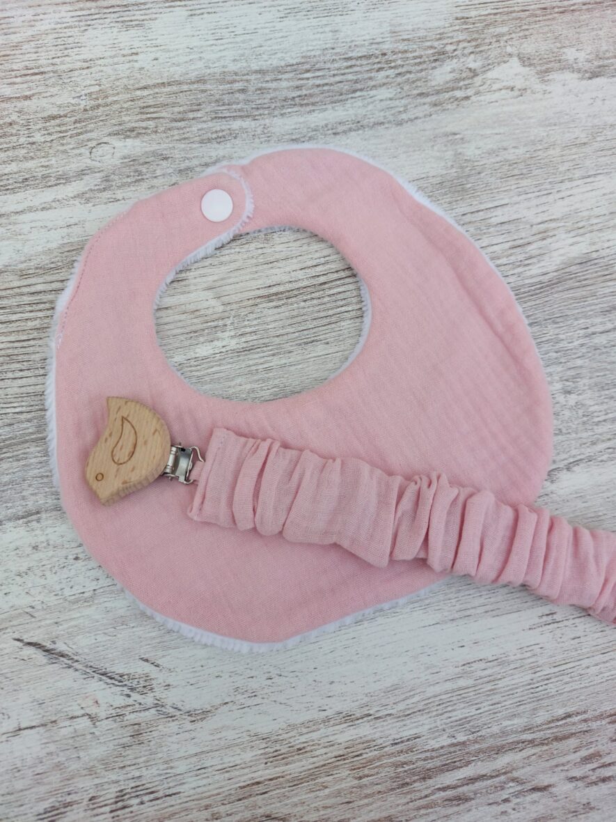 Babero y chupetero bambula rosa